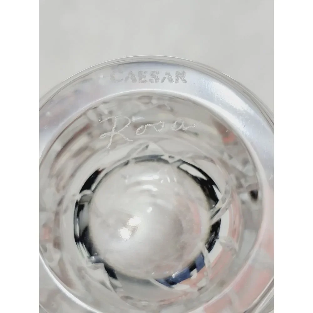 Caesar Crystal Bohemiae Hand Cut Lead Crystal Miter Vase 6.5" Karel Rosa Signed - Picture 10 of 13